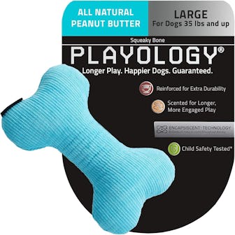 Playology All-Natural Peanut Butter Scent Plush Squeaky Bone 