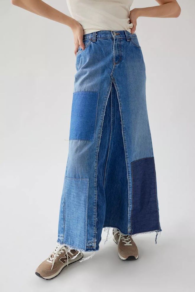 Urban Renewal Remade Pieced Denim Maxi Skirt
