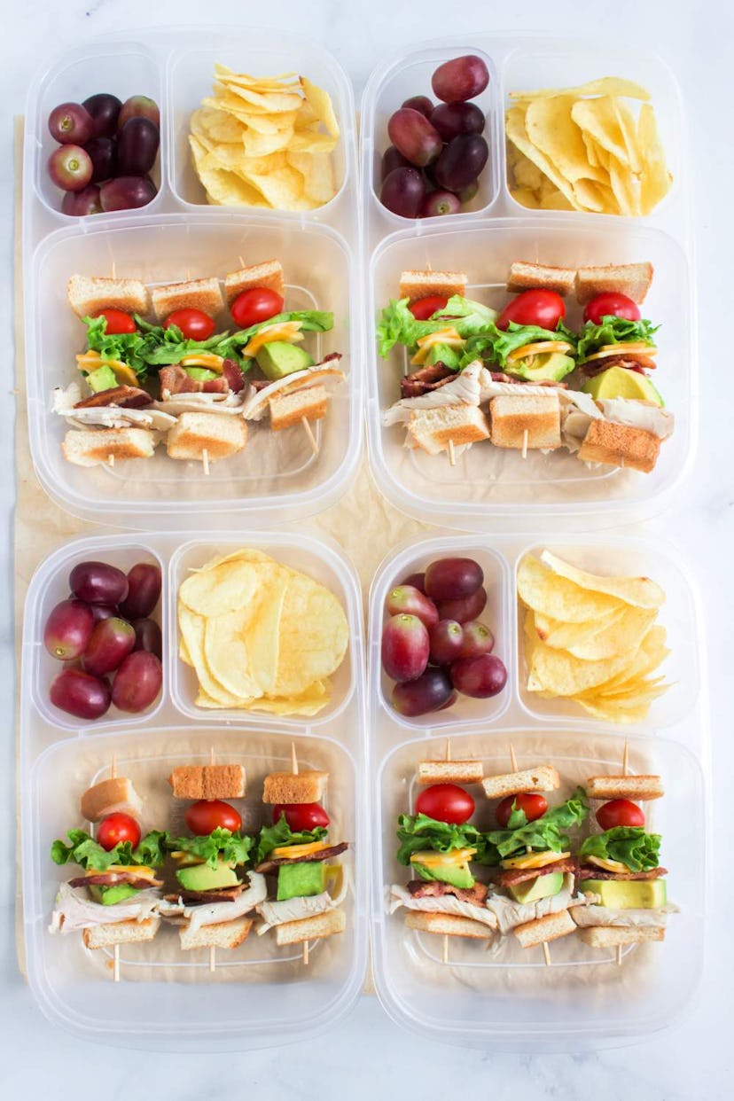 turkey club sandwich on skewers school lunch ideas