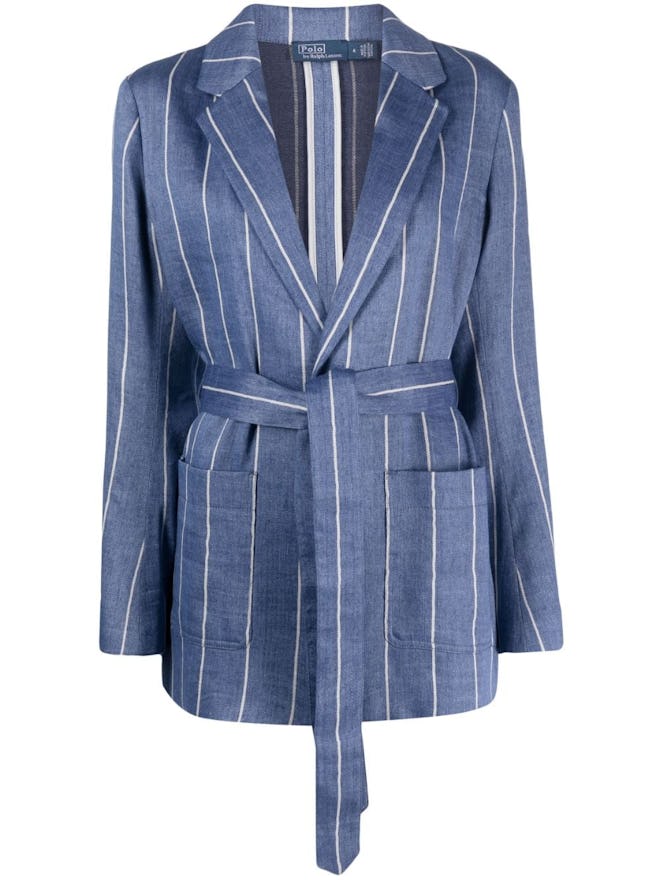 Polo Ralph Lauren Striped Belted Linen Blazer