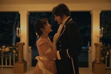 Grace (Poppy Liu) and Edgar (Zach Woods) in Grace’s period drama episode of The Afterparty Season 2.