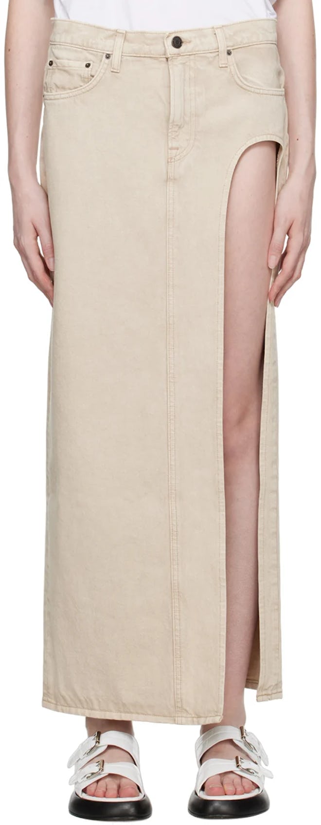 GRLFRND Beige Blanca Maxi Skirt