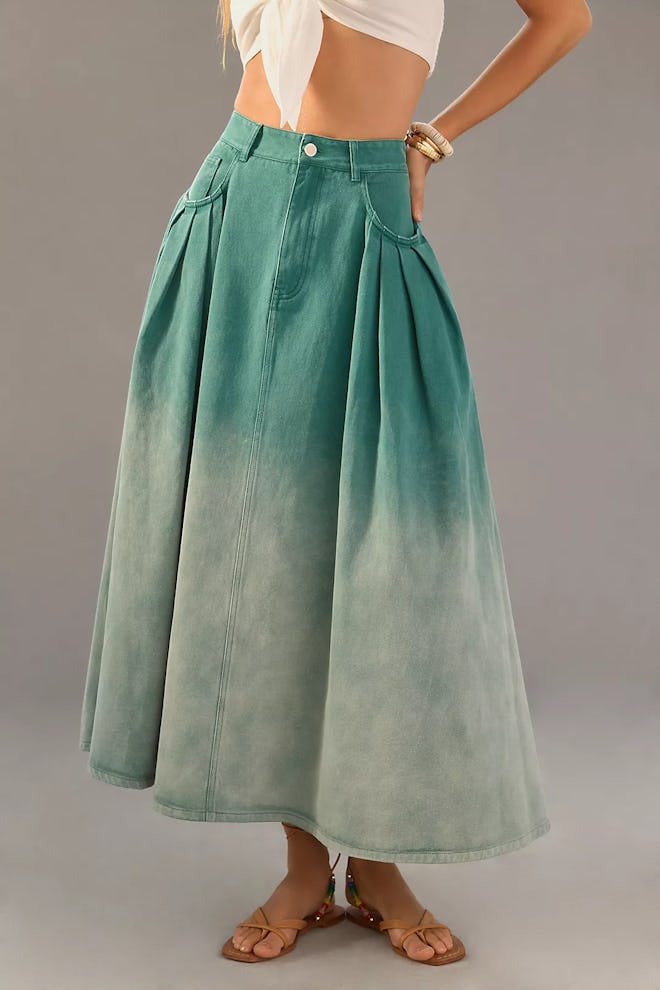 Mare Mare x Anthropologie Pleated Ombre Denim Skirt
