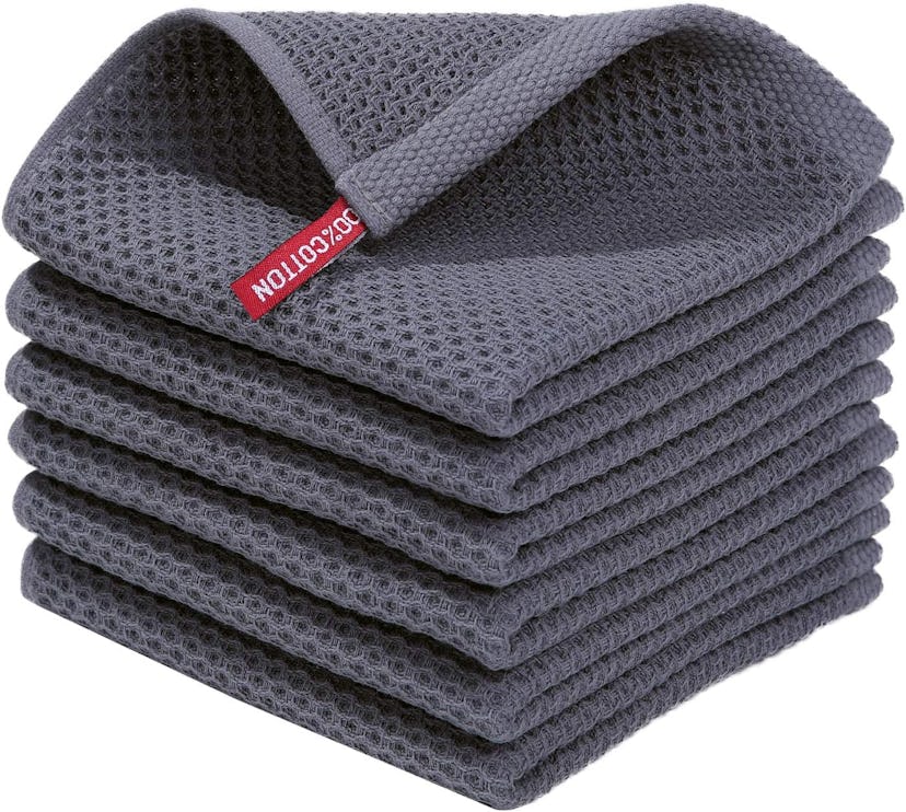 Homaxy 100% Cotton Waffle Weave Kitchen Dish Cloths (6-Pack)