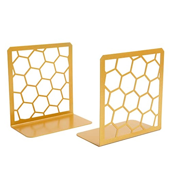 GEOMOD Geometric Gold Honeycomb Bookends