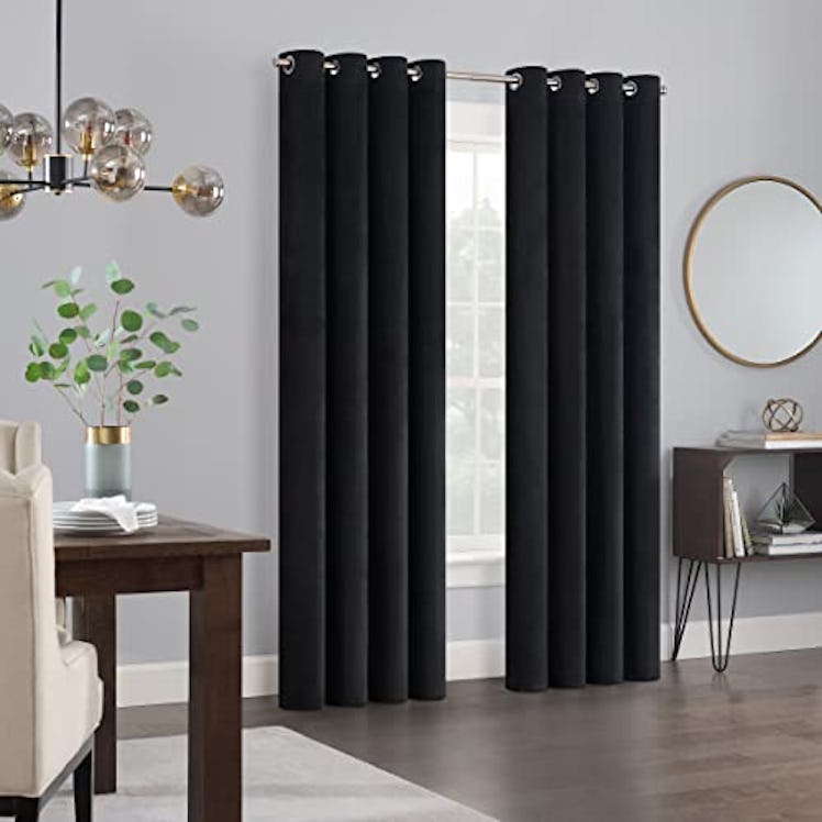 ECLIPSE Aurelia Velvet Room-Darkening Window Curtains (2 Panels)