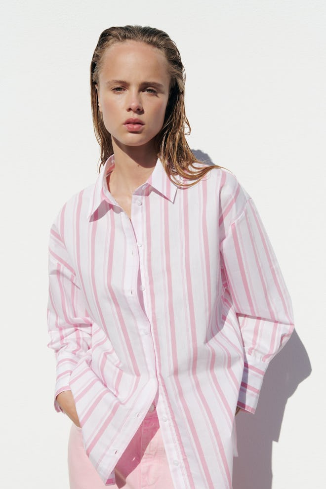 striped button-up