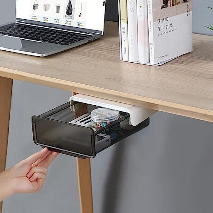 COZYWELL Under Desk Drawer, Attachable Under Desk Storage, Self-Adhesive Under Desk Drawer Slide-out...