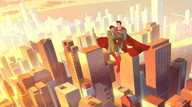 Superman hovers above Metropolis with Lois Lane in 'My Adventures with Superman' Season 1