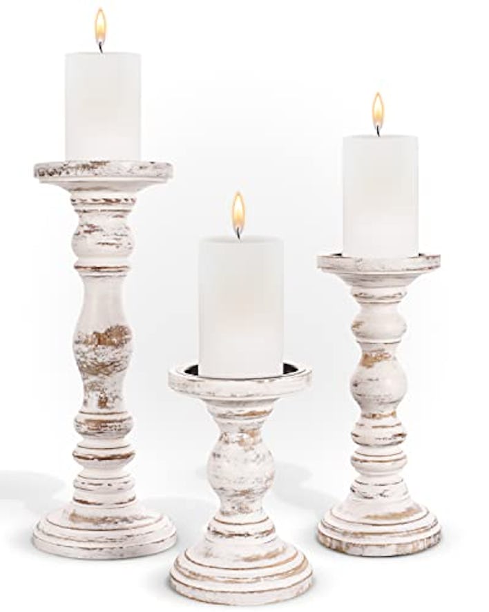 Luxe Designs Rustic Pillar Candle Holders (Set of 3)
