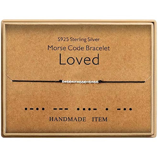 KGBNCIE Morse Code Bracelet Sterling Silver Beads on Silk Cord