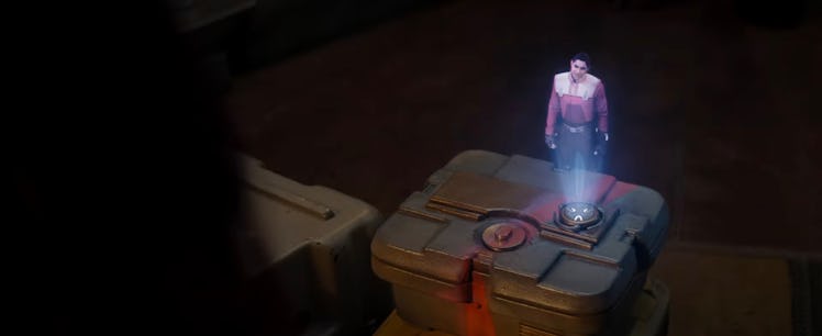 Ezra seen in hologram in the Ahsoka trailer.