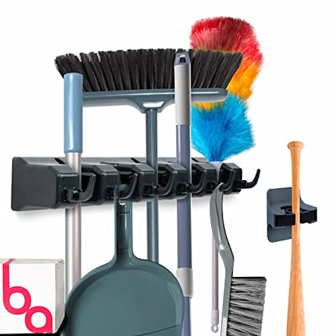 Berry Ave Wall Mounted Broom Holder + Mop Gripper