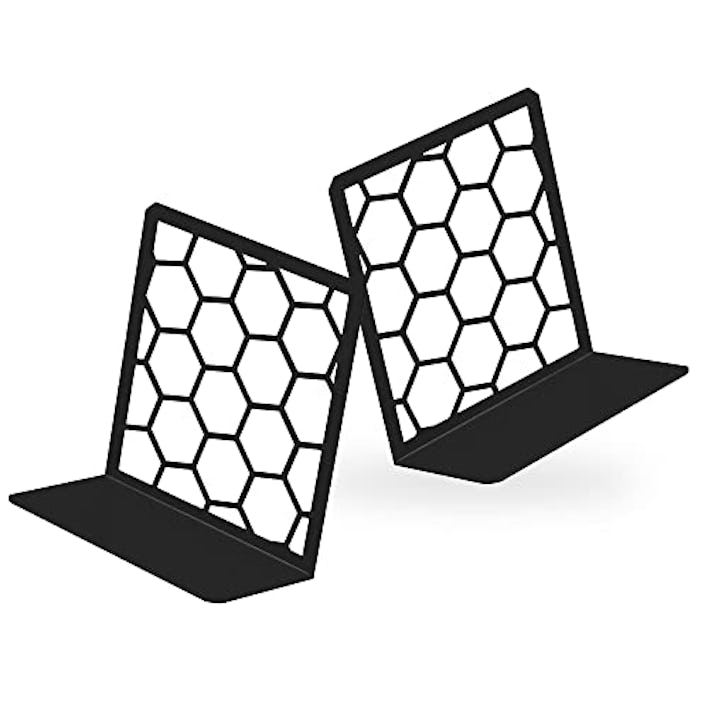 GEOMOD Premium Geometric Black Honeycomb Bookends