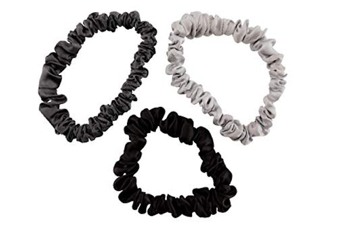 Celestial Silk Mulberry Silk Scrunchies for Hair (Small, Silver, Charcoal, Black)