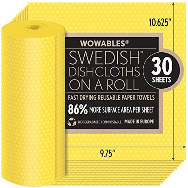 Wowables Swedish Dishcloths On a Roll - 30 Sheets