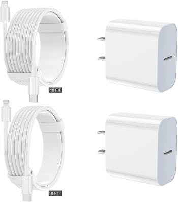 FEEL2NICE Wall Charger Block With Long USB C To Lightning Cable Charger (2-Pack)