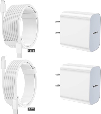 FEEL2NICE Wall Charger Block With Long USB C To Lightning Cable Charger (2-Pack)