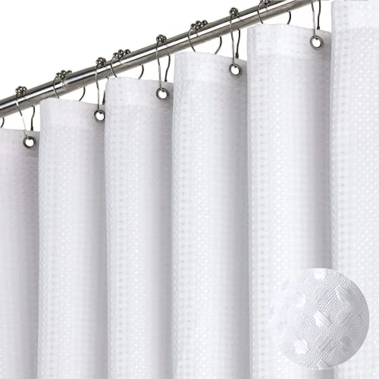 Dynamene White Fabric Shower Curtain