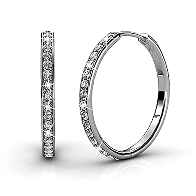 Bianca “Fair” 18k White Gold Plated Swarovski Hoop Earring