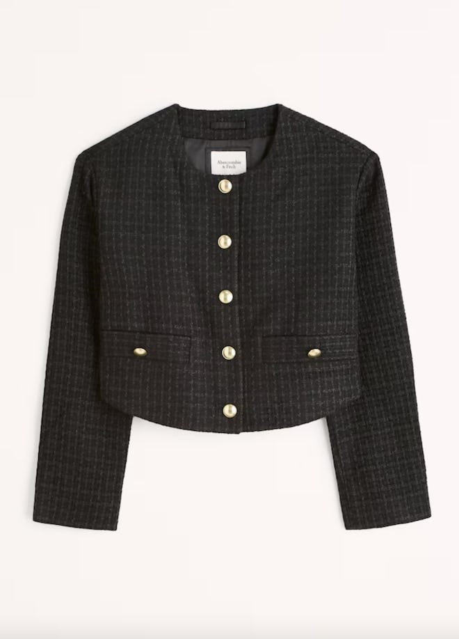 Collarless Tweed Jacket