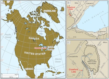 map of north america with crawford lake included