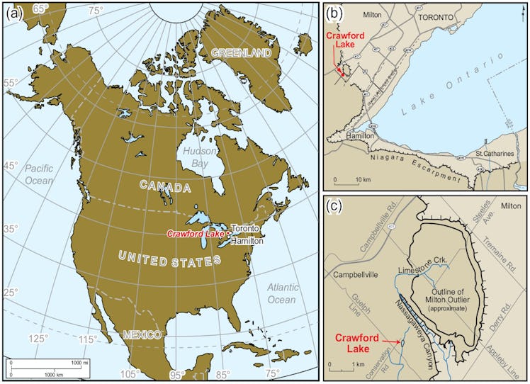 map of north america with crawford lake included