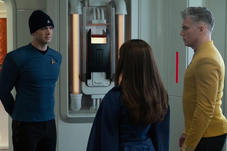Spock, Amanda and Captain Pike in 'Star Trek: Strange New Worlds.'