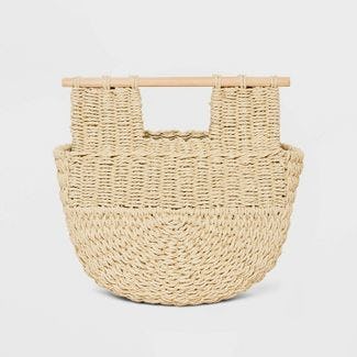 Handheld Crescent Straw Tote Handbag