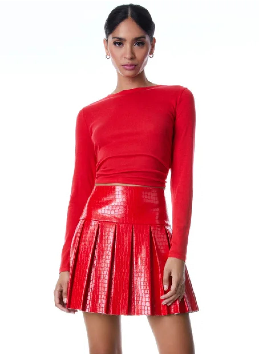 Emilie Vegan Leather Pleated Mini Skirt