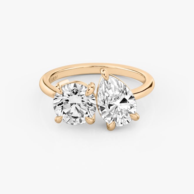 The Toi et Moi Round Brilliant and Pear Engagement Ring