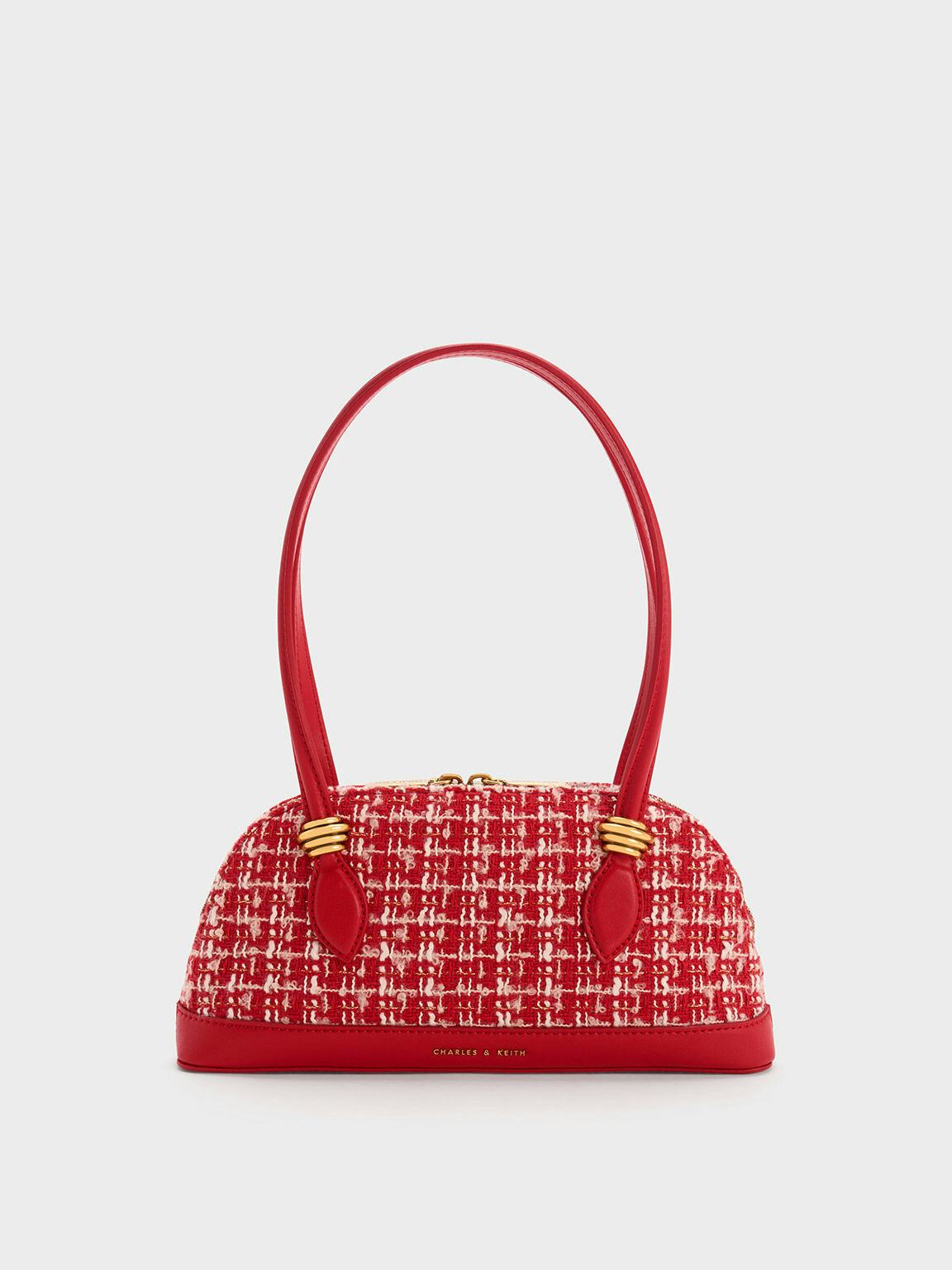 Trudy Tweed Elongated Handle Shoulder Bag