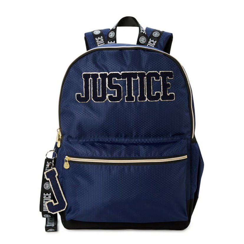 17" Laptop Backpack with Lanyard Navy Blue Gold