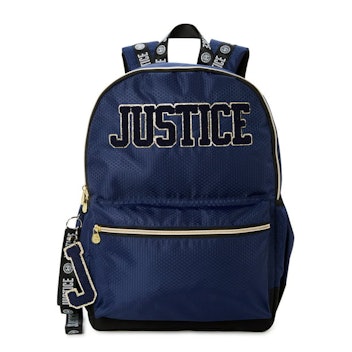 17" Laptop Backpack with Lanyard Navy Blue Gold