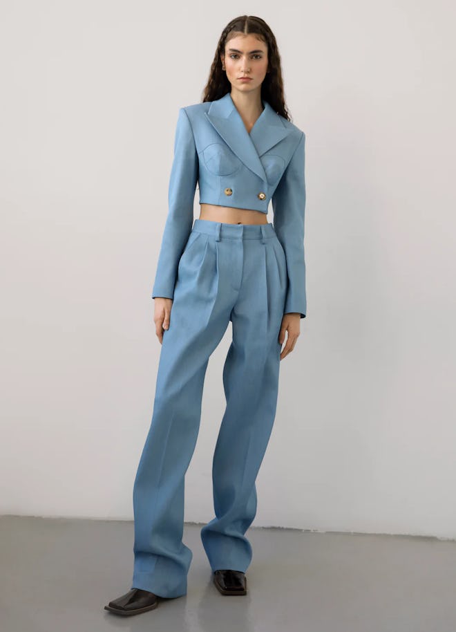 Denim Stone Cropped Blazer