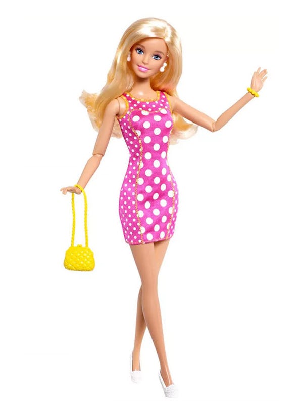 vintage Pink & Fabulous barbie in pink polka dot mini dress
