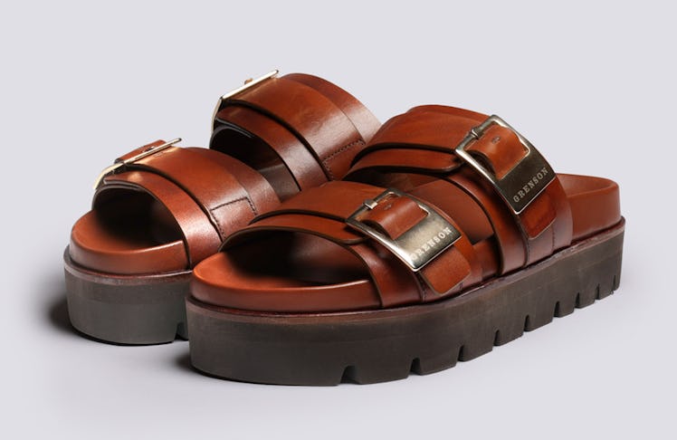 brown leather sandals