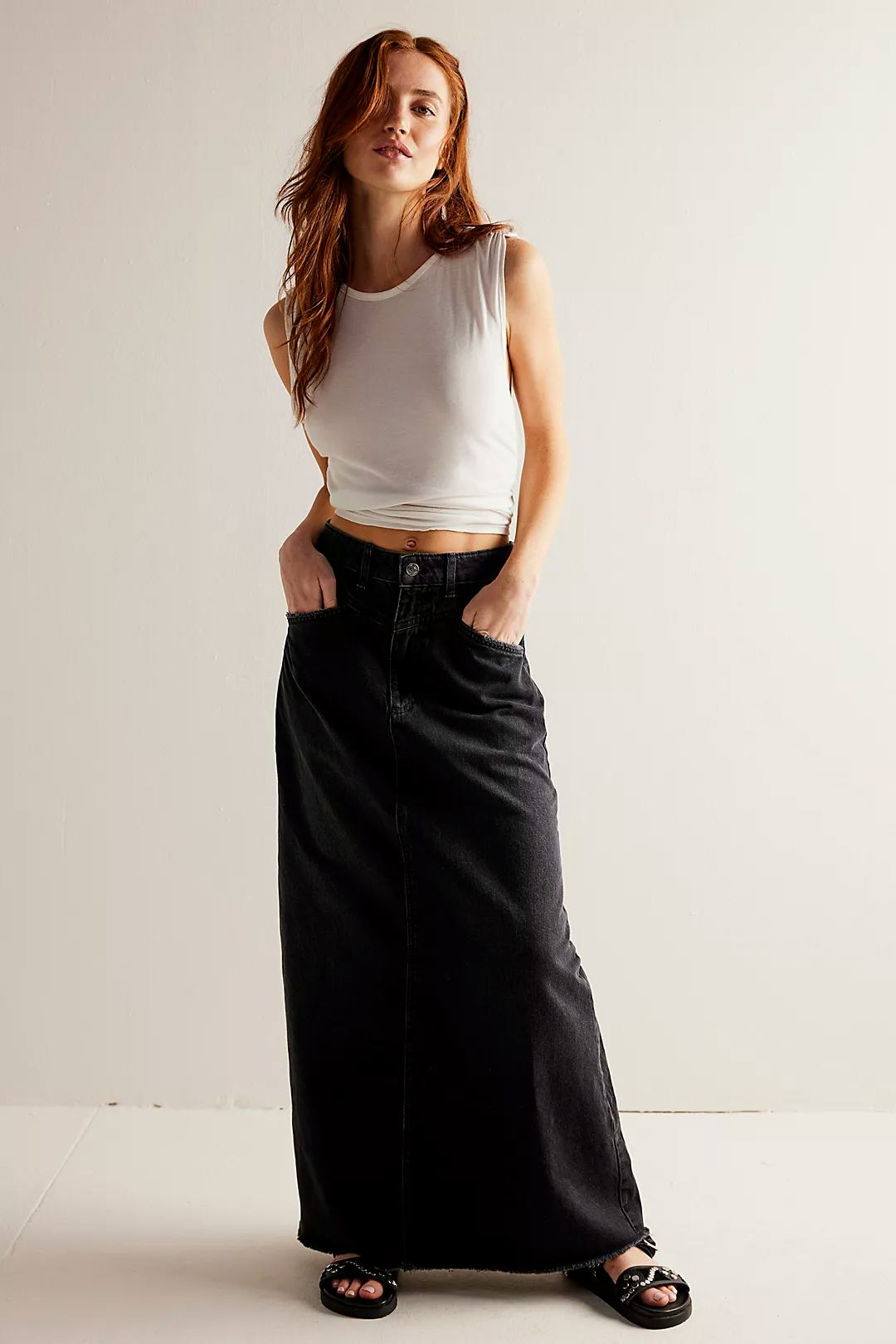 Come As You Are Denim Maxi Skirt