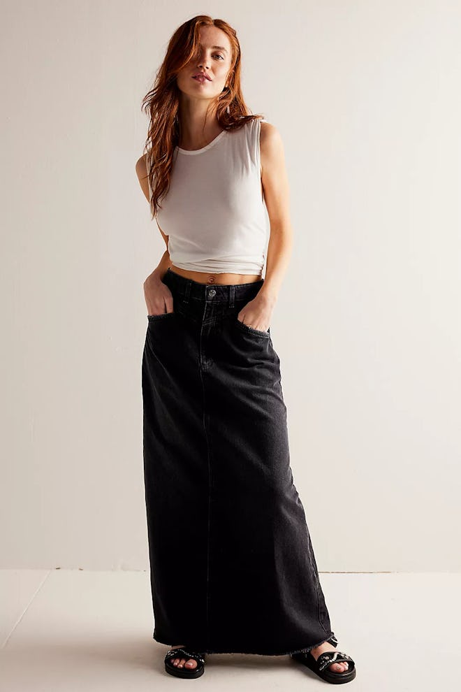 Come As You Are Denim Maxi Skirt