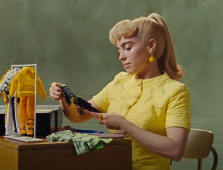 Billie Eilish in her new music video for her song that appears in Barbie