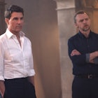 Tom Cruise and Simon Pegg in Mission: Impossible Dead Reckoning - Part One from Paramount Pictures a...