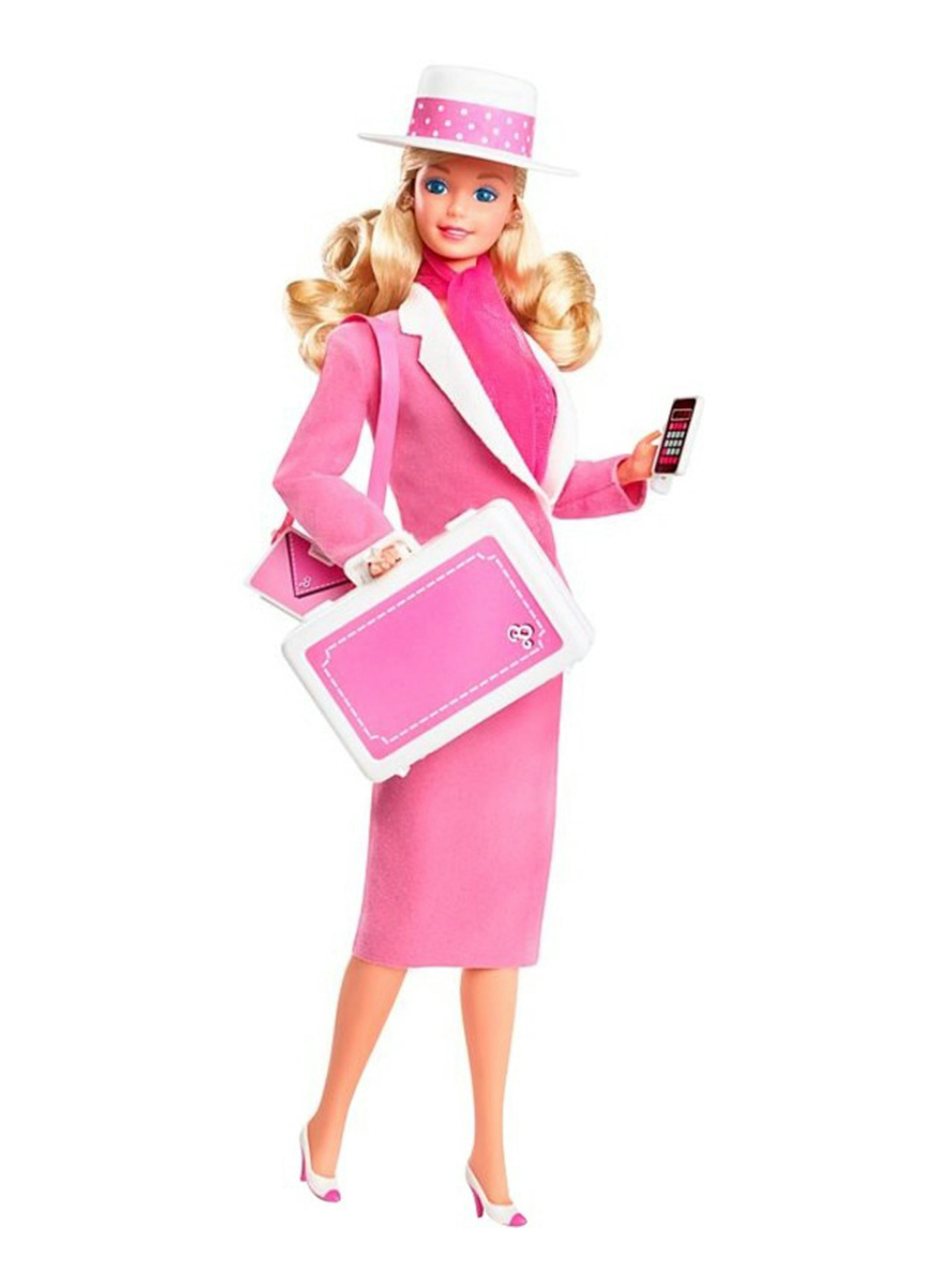 vintage Day to Night barbie in pink suit with briefcase
