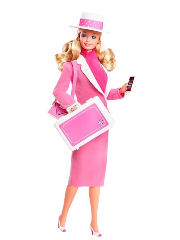 vintage Day to Night barbie in pink suit with briefcase