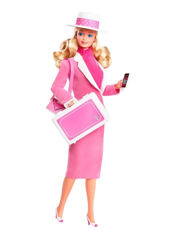 vintage Day to Night barbie in pink suit with briefcase 