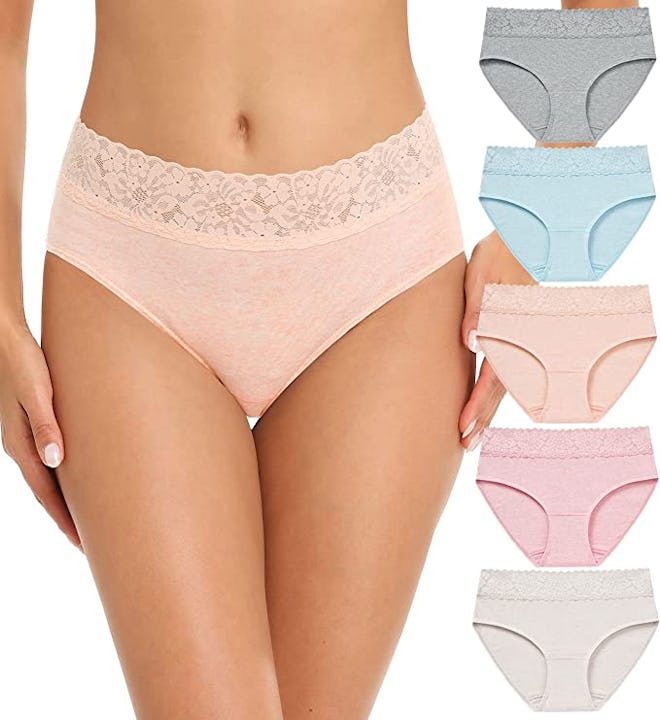 RHYFF Cotton Lace Bikini Panties (5-Pack)