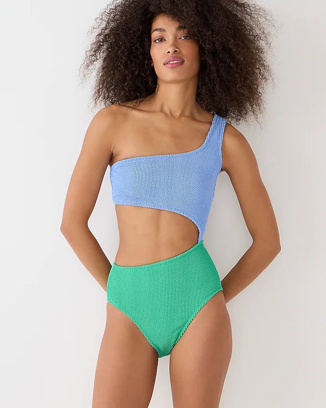 Textured One-Piece Swimsuit With Cutouts