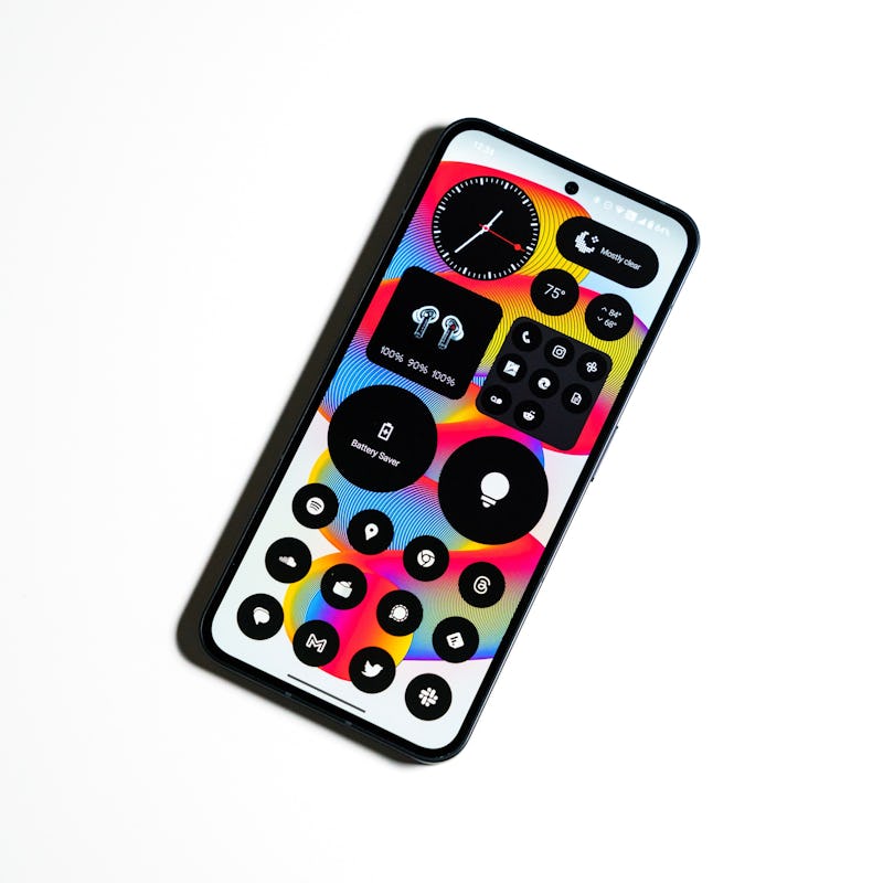 Nothing Phone 2 running Nothing OS 2.0 based on Android 13 with Nothing's custom widgets and icon pa...