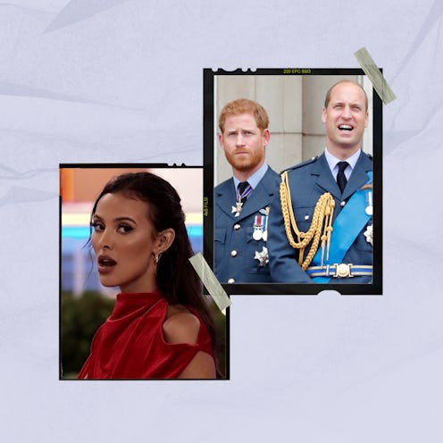 'Love Island' host Maya Jama and Prince Harry and William.