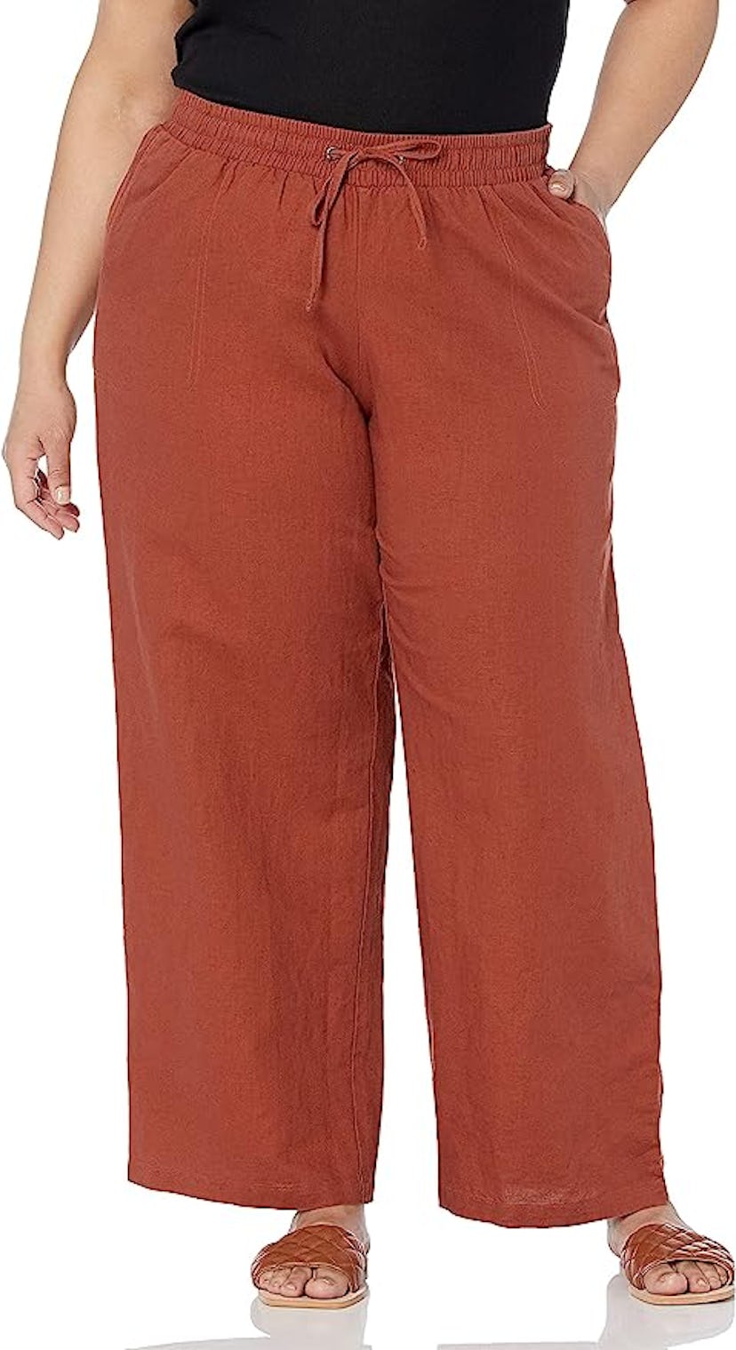 Amazon Essentials Linen Blend Drawstring Wide Leg Pant