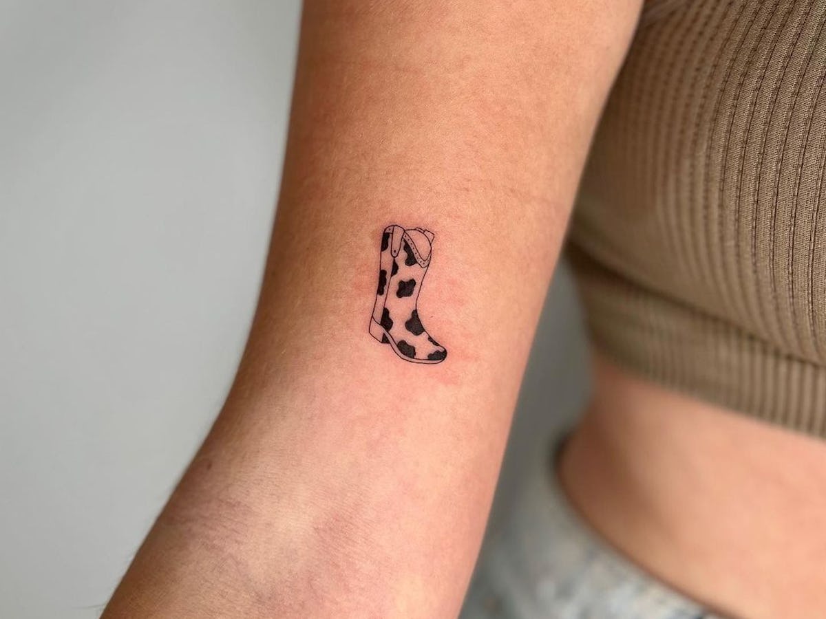 Fine Line Cowboy Boot Tattoos That Shine